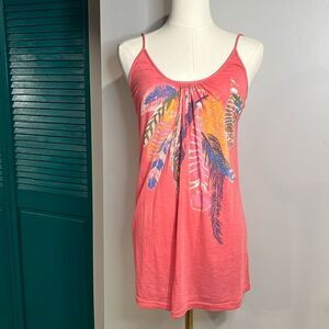 Nordstrom M. Rena pink feather pattern tunic tank top xs/s